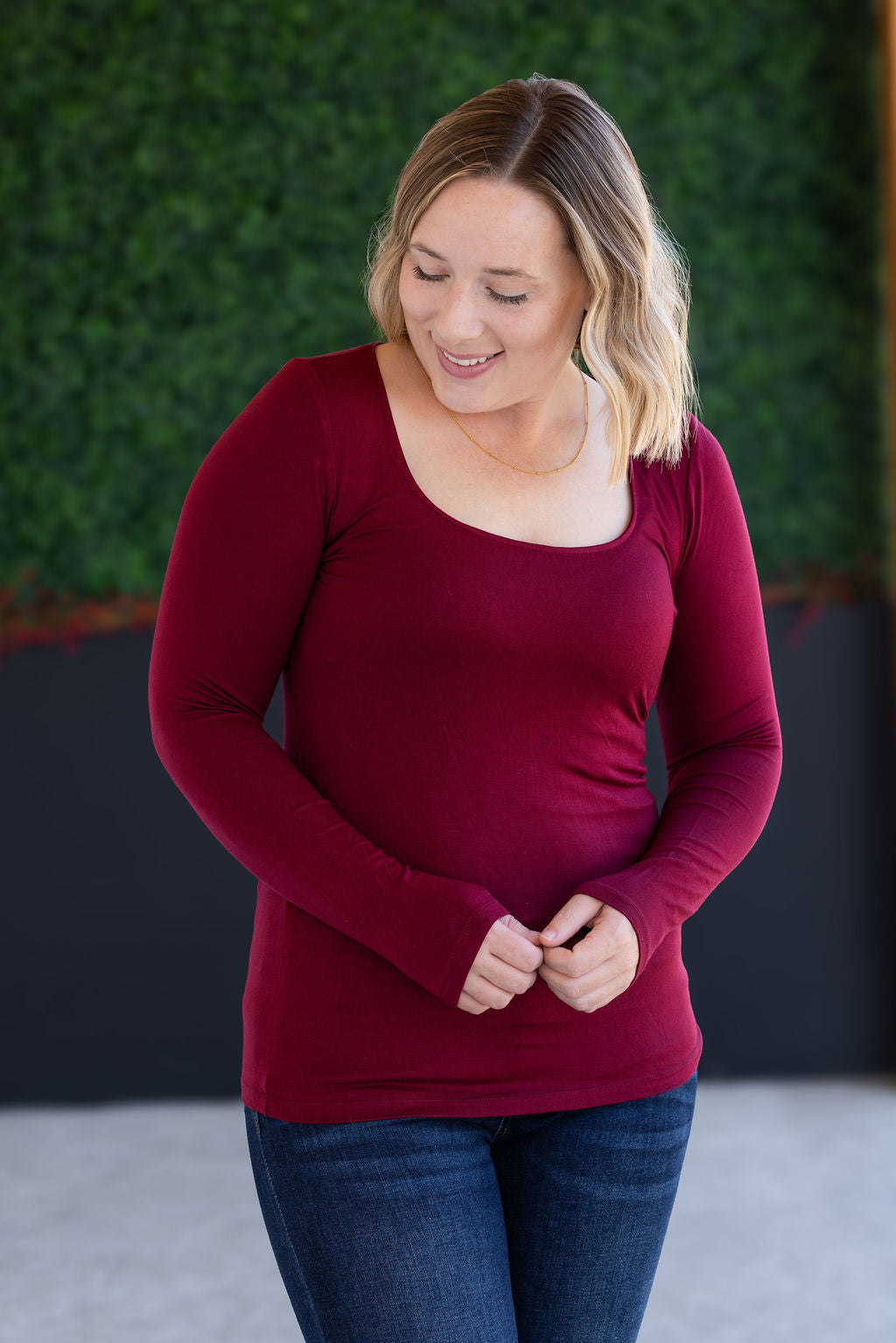 Alyssa Long Sleeve Top - Burgundy